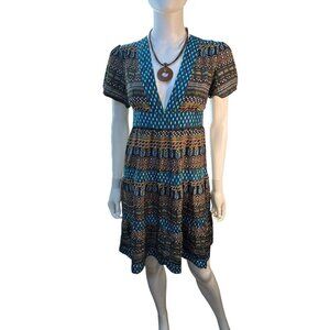 Anthropologie What Goes Around Comes Around Womens Silk Midi Dress Sz 6 Boho NWT